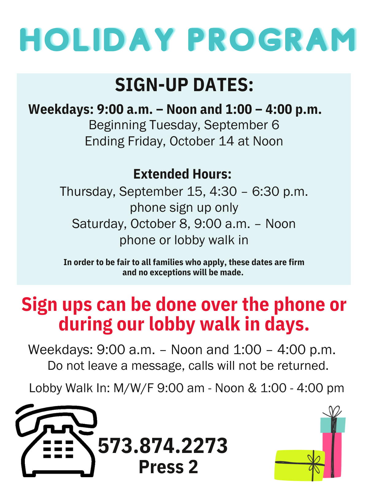 Participant Sign up information