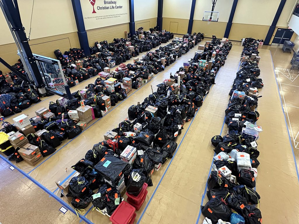 Rows of donated gifts for the VAC Holiday Program